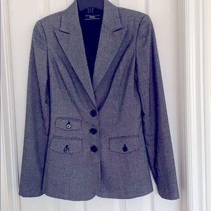 $5 CLEAROUT WILL DONATE Suzy shier blazer grey black buttons small 0 2 xs